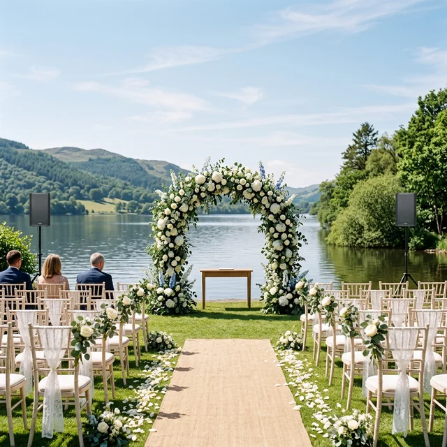 Beautiful Outdoor Ceremony Audio Setup